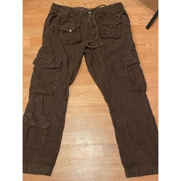 Free People Tahiti Cargo Cords sz L Dark Brown Corduroy $168 - Picture 2 of 2